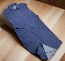COS Denim Dress Jean Collared Sleeveless Belted Dark Wash Women Sz 14