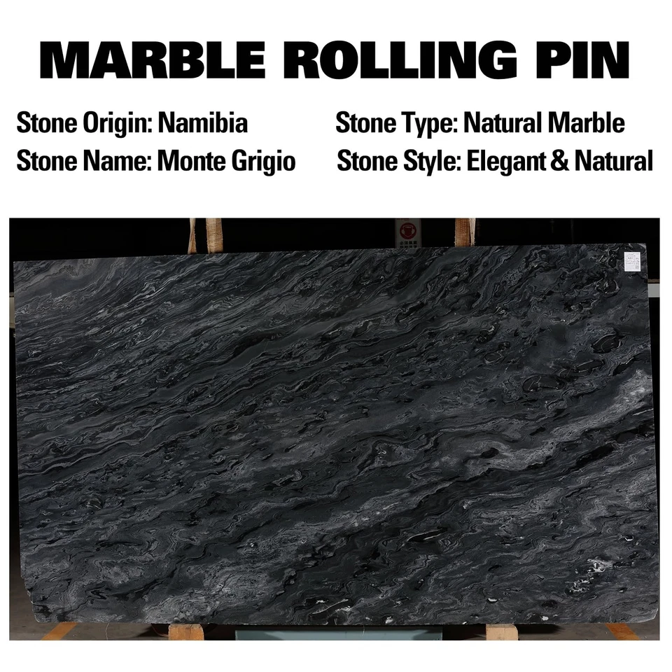 African Natural Marble Rolling Pin, Non-Stick Polished Dough Roller, Pasta, D... - Image 2 of 4