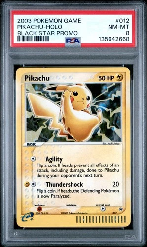 2003 POKEMON BLACK STAR PROMO #012 PIKACHU-HOLO PSA 8