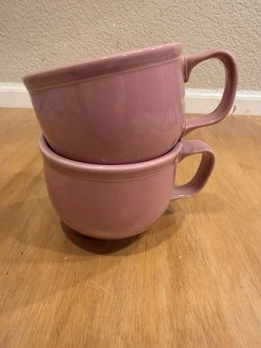 2-VINTAGE RETIRED Fiesta Rose Pink Jumbo Mug 18oz Coffee Cup HLC Fiestaware EUC