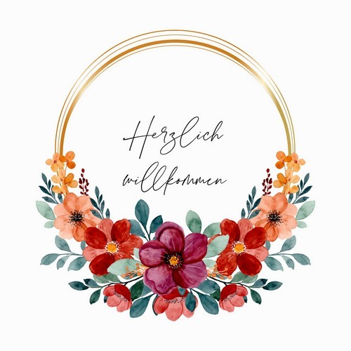 20 Servietten Herzlich Willkommen Blumenring Garten SprüChe Rot Weiß 33X33Cm-image