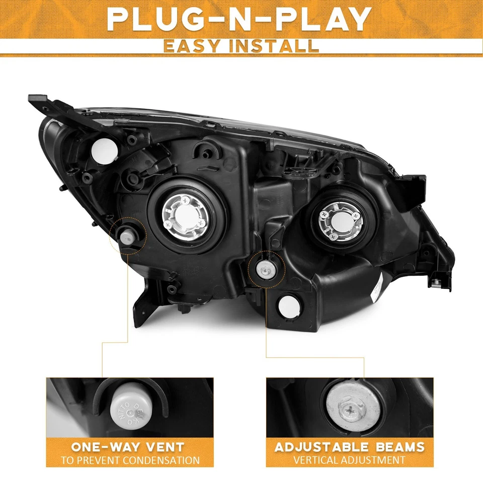 Pair Headlights For 2005-2007 Honda Odyssey Black Headlamp, w/o Bulbs Foto 3 de 4