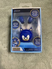 Sonic the Hedgehog Bluetooth Wireless Earbuds w/ Mic  3 Faces Flip Case - NEW