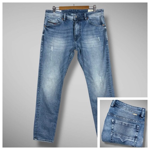 Diesel Thommer Jeans Mens 34x32 Slim Skinny Stretch Denim Distressed Zip Fly