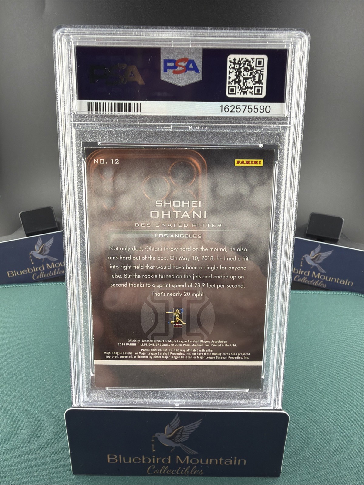2018 Panini Chronicles Illusions Shohei Ohtani RC Insert #12 PSA 8 view 3