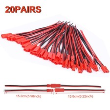 20 Pairs For JST Plug 2-Pin Male Female Connector 150mm Wire Cable RC Battery