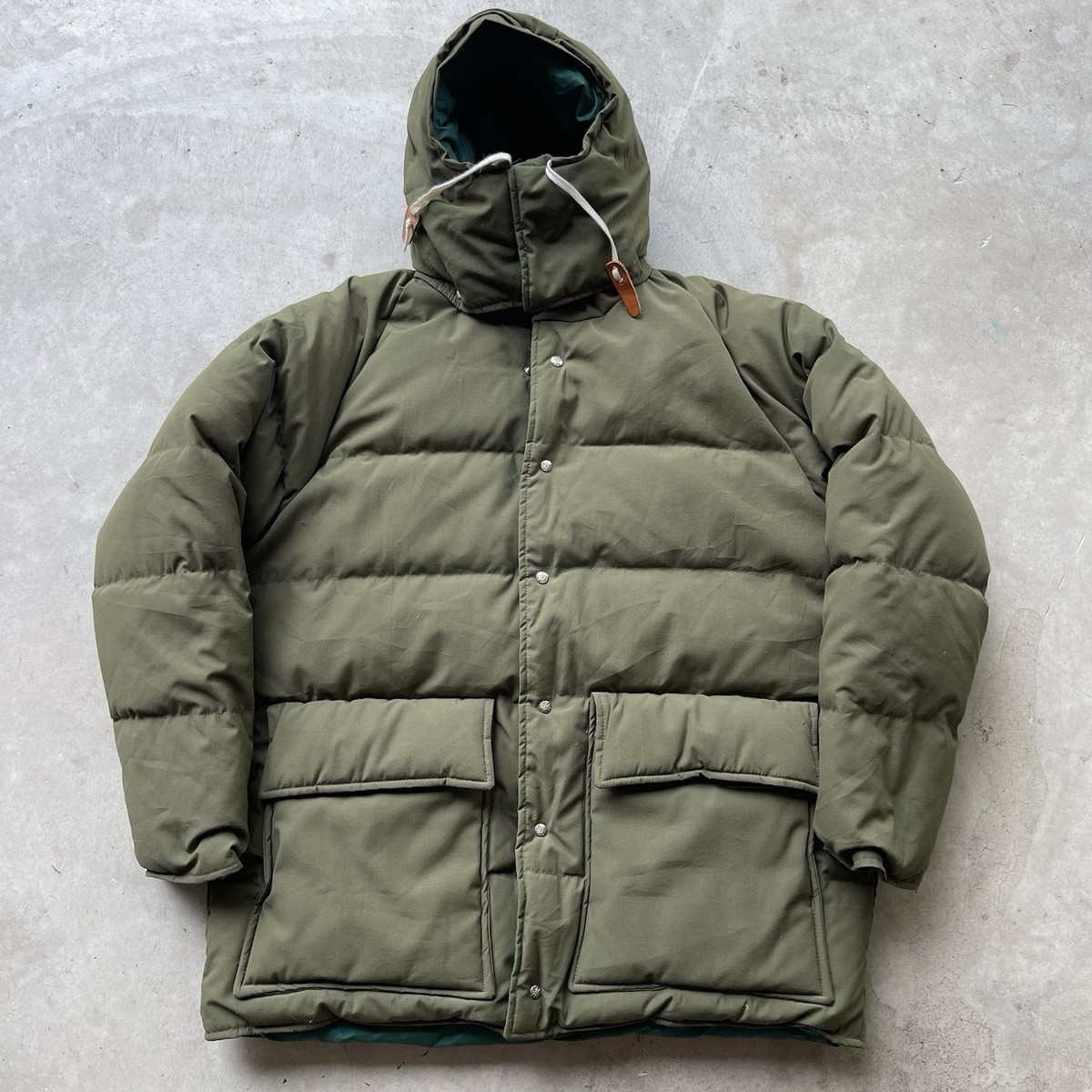 Vintage Alpine Design Jacket Mens XL Green Goose Down Parka Hooded 