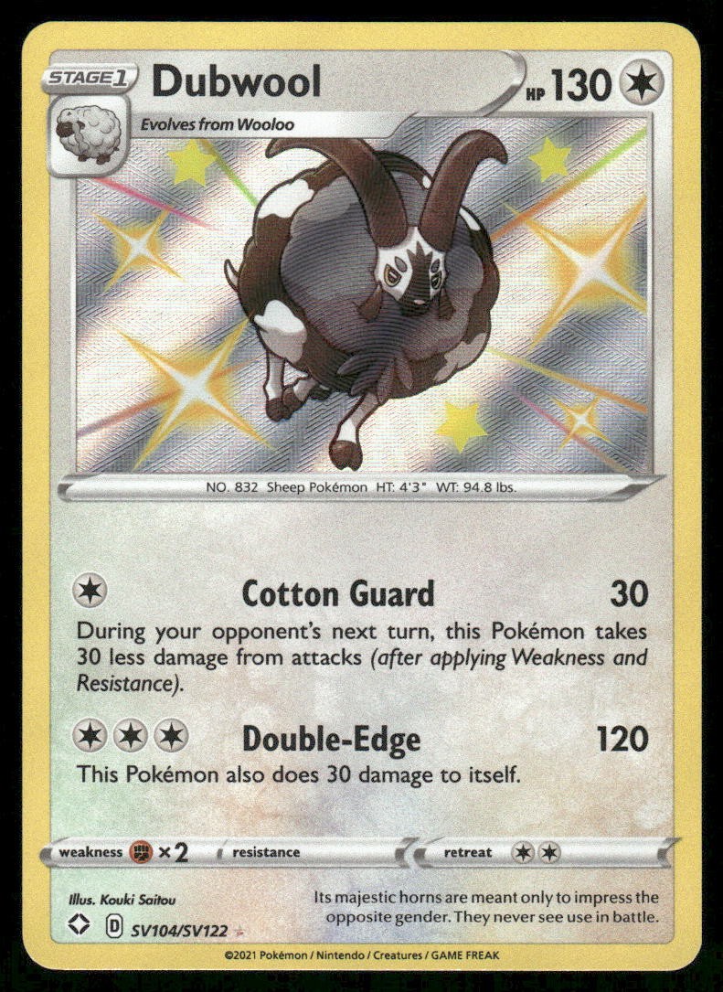 Pokemon Cards Dubwool SV104/SV122 Shining Fates Shiny Rare NM *2