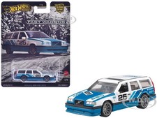 VOLVO 850 ESTATE WAGON #25 BLUE & WHITE DIECAST MODEL CAR BY HOT WHEELS JBK68