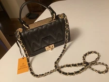 NEW Valentino by Mario Valentino Crossbody Black Quilted Leather Bag
