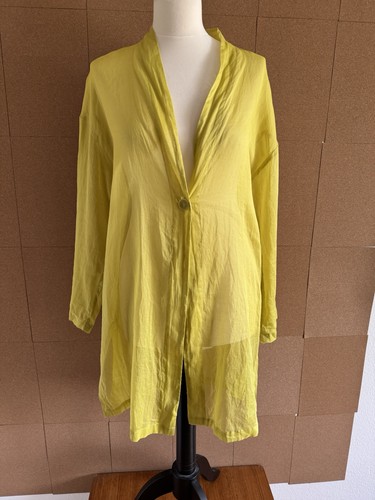 Oska transparente Bluse Gr 1 UK 10 12 limettengrün Shirt Cover Up Lagenlook