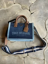 True Religion Denim Crossbody Medium Tote Purse Shoulder Bag Adjustable Strap