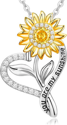 Anniversary for Women Gifts - 18K Gold Plated Sunflower Necklaces for Women Grad