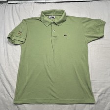 Vintage Lacoste Polo Shirt Mens Medium Green Made in France Pique Croc Logo 90s