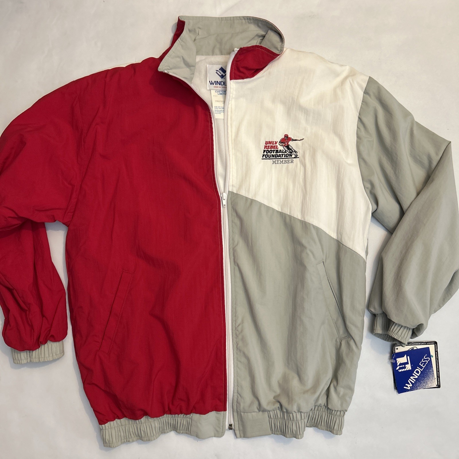 Vintage 90s UNLV Rebels Windbreaker Colorblock Design Medium Full Zip