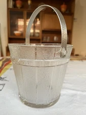 Anchor Hocking Textured Glass Pail Ice Bucket With Hammered Metal Handle