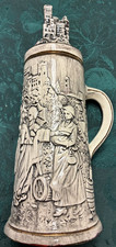 24 oz. Ceramic Lidded Beer Stein 10.5" x 4" Marked JEL 80