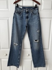 Zara Women  s Distressed Straight Leg Jeans Medium Wash Denim Size 6 EUR 38