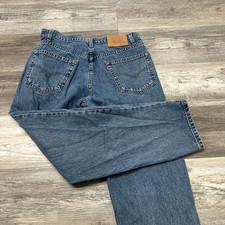 Vintage 90s Levis 550 Mid Wash Blue Mens 32x30 Loose Relaxed Fit Jeans Red Tab