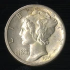 US Coin 1916-S Silver Mercury Dime Near Unc Lustrous NO RESERVE!