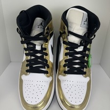 Air Jordan 1 Mid Metallic Gold Black White US10.5 (DC1419-700)
