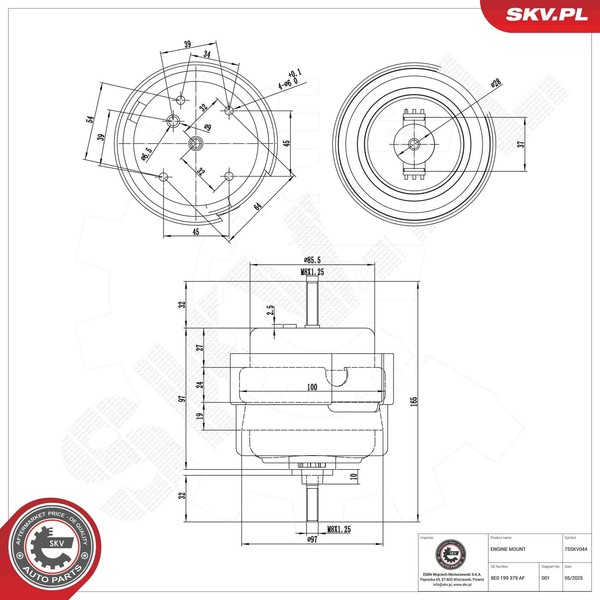 Esen SKV 75SKV044 Lagerung, Motor Links FüR Audi-image