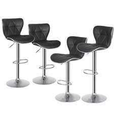 Adjustable Shell Back Bar Stools Set of 4 360 Swivel Kitchen Dinning Furniture