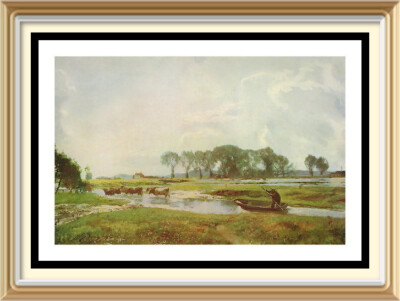Original Old Lithograph DAVID MURRAY Art Print Farm Landscape DRIVING THE COWS