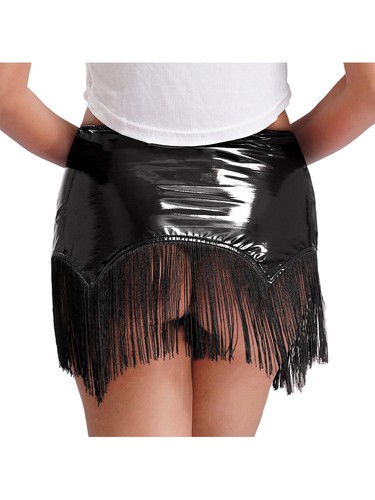 Womens Tassel Adult Miniskirt Stage Performance Skirt Role Play Solid Color - Picture 24 of 43