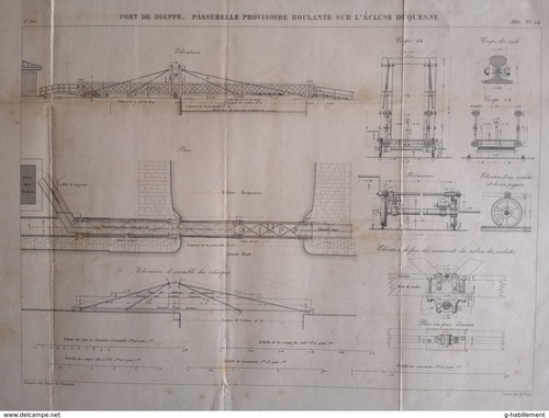 ANNALES PONTS et CHAUSSEES (Dep76) Plan du Port de Dieppe - 1881 - Imagen 2 de 5