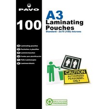 [Ref:8004331] PAVO Paquet de 100 Pochettes à plastifier A3 150 Microns (2x75)