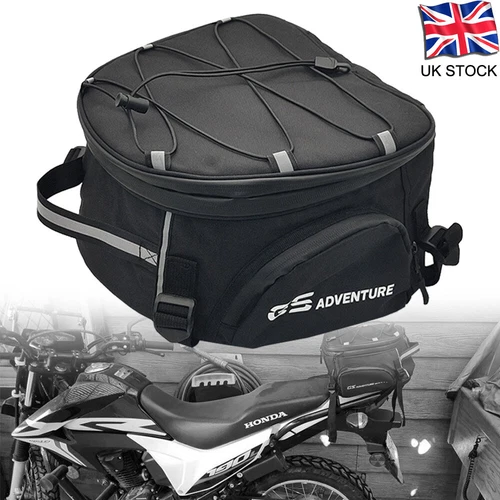 Black Motorcycle Tail Bag, Motorbike Saddle Helmet Bags Backpack, with Rope New