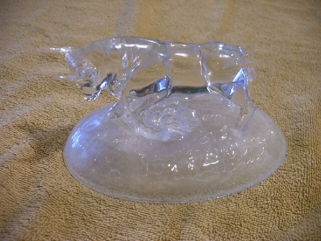 Vintage 1970's Glass Bull Steer Cowboy Western Figurine Wall Street  Decor Art