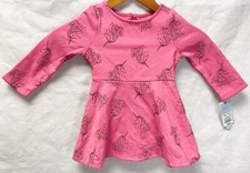Vestito manica lunga bambina Cat & Jack rosa unicorno con fiori nuovo - 18M
