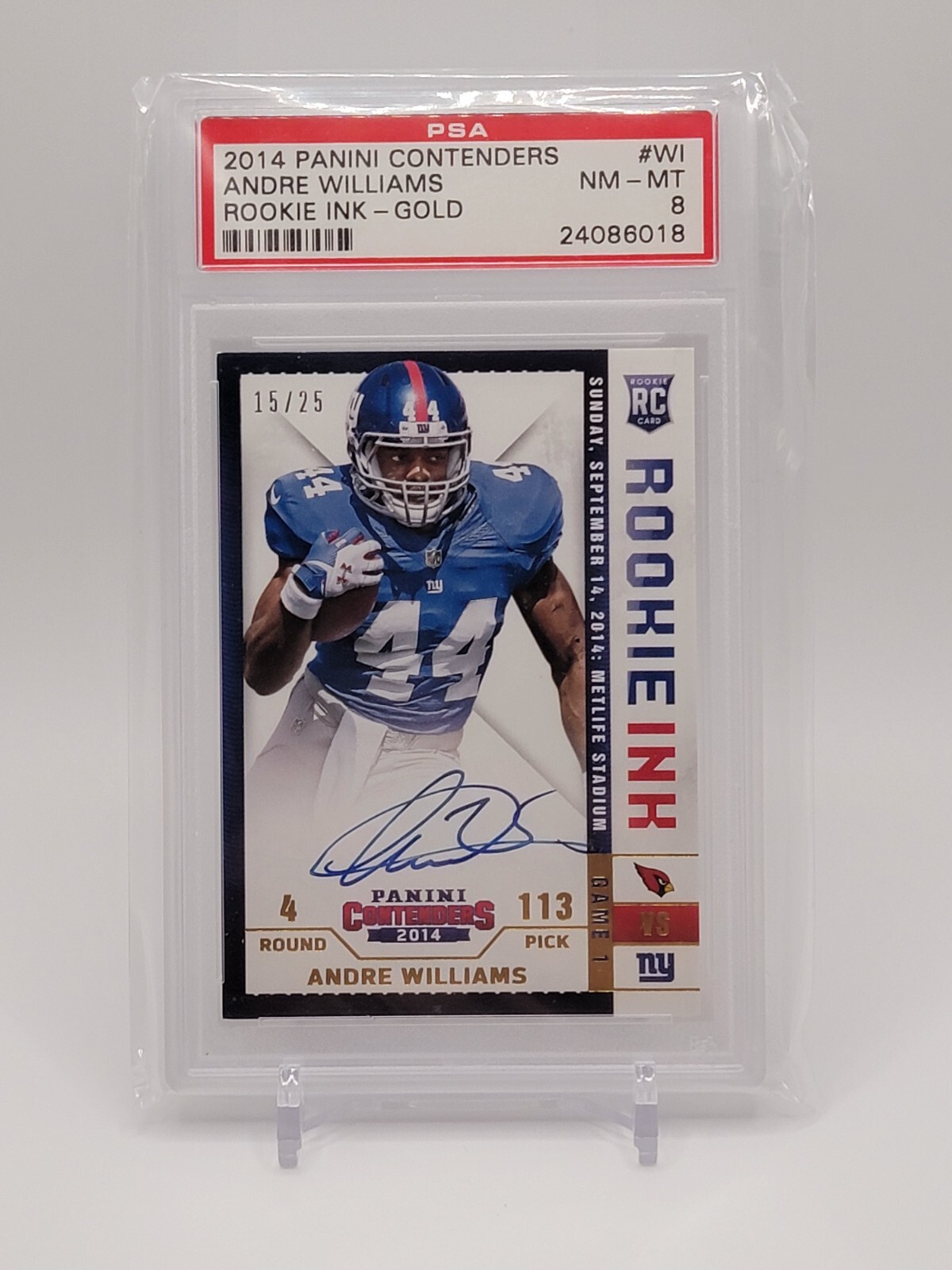 Andre Williams Panini Contenders Rookie Ink Rookie Premiere #RRIWI Gold