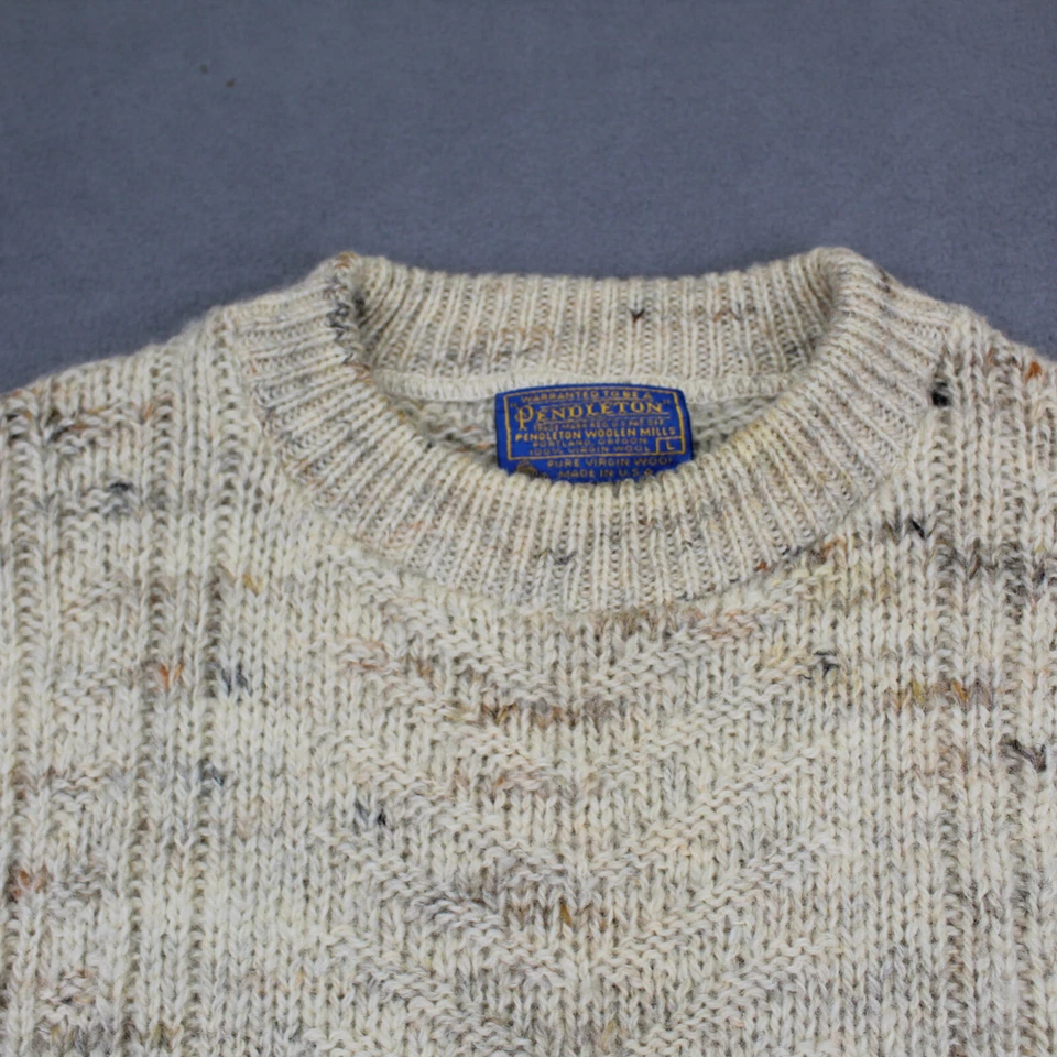 Vintage Pendleton Sweater Mens Large Brown Knit Pullover Virgin Wool USA Made - Image 2 of 4