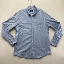 Men's George Slim Fit Long Sleeve Button Down Blue Shirt Size L 42-44