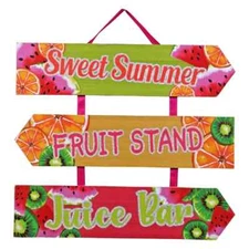 12" Summer Fun Tiki Bar Patio Luau Beach Tropical Wooden Glitter Plaques Sign 