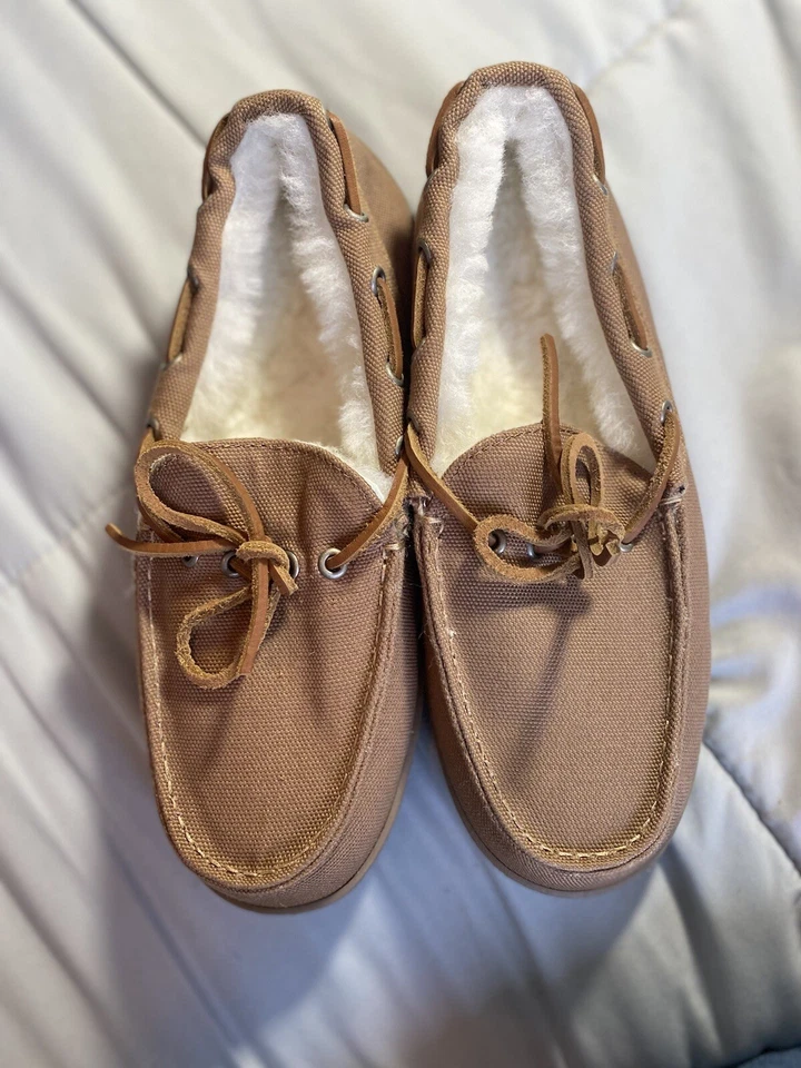 Mocasín de lona Duluth Trading color caqui tostado, forro de piel de oveja, para hombre talla 8M Foto 3 de 4