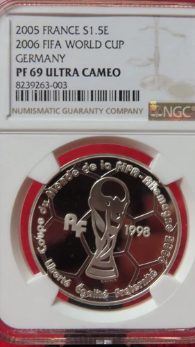 NGC PF69 UC-France 2005 FIFA World Cup-Germany Silver 1-1/2 E Almost Perfect PF