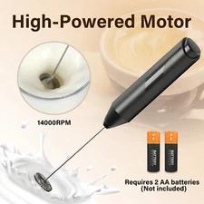 YSSOA Electric Milk Frother Handheld with Stainless Steel Stand Battery Operated