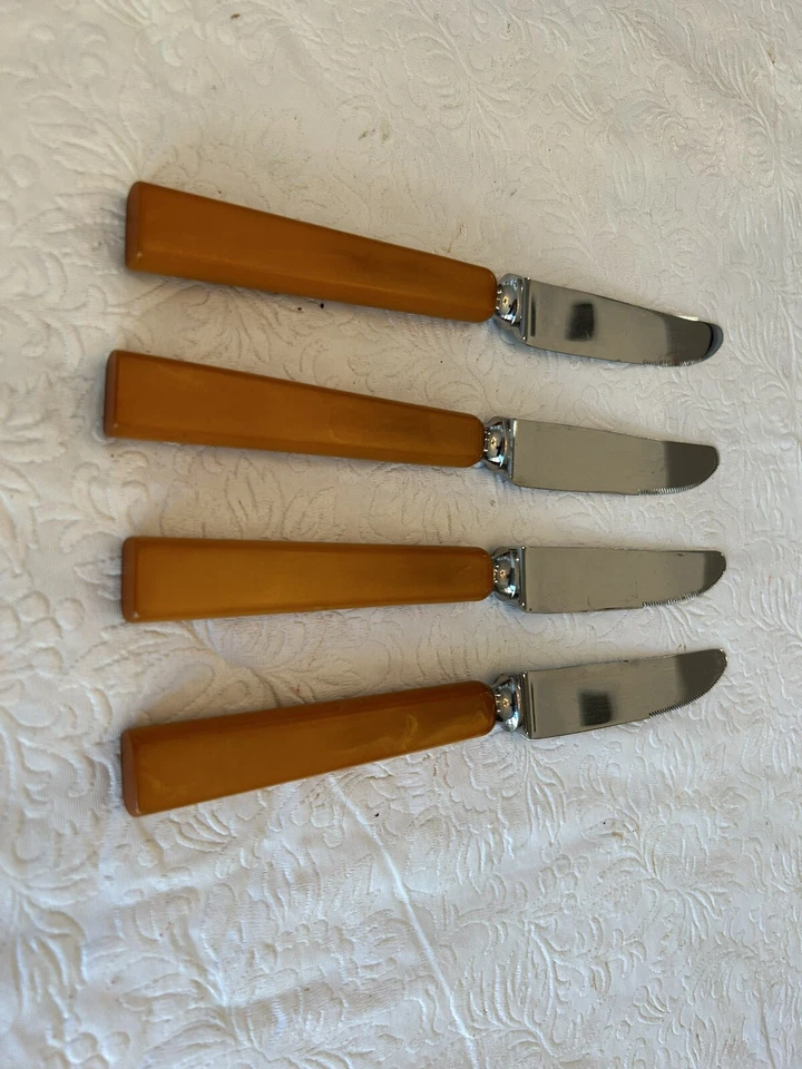 B Thomas & Co Makers Sheffield Stainless Steel Bakelite Knife MCM Lot 4 Knives - Image 3 of 4
