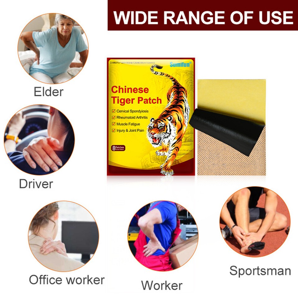 80X Tiger Patch Chinese Medical Back Heat PainRelief Plaster Pad Balm