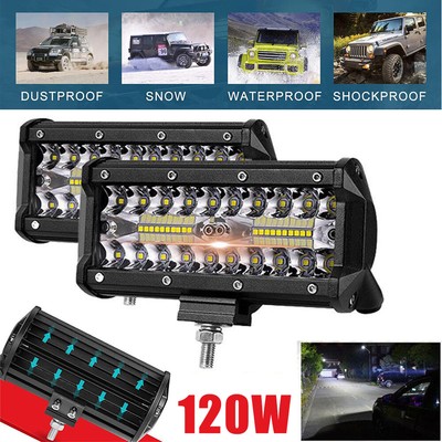 4X7'' 200W LED Work Light Bar 6D Super Slim Pods Offroad Fog Driving ATV Truck