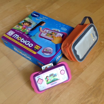 Mobigo V - Tech Spielkonsole pink mit OVP Tragetasche zum Mitnehmen Spiel Dora