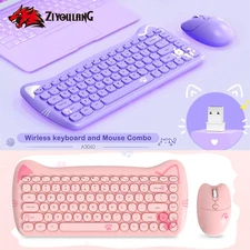 2.4G Wireless Keyboard Mouse Set84 Keys Retro Typewriter Round Key caps punkfeel