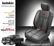 Leather Seat Covers For 13-18 Dodge Ram Crew Quad Cab Black Diesel Gray Red Leather Seat Covers For 13-18 Dodge Ram Crew Quad Cab Black Diesel Gray Red
