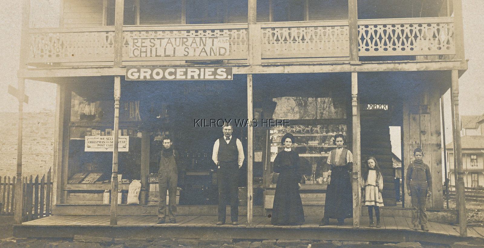 1908 RPPC OKLA GROCERY STORE XMAS NEW YEAR PCS FOR SALE POSTED TO