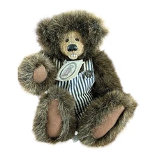 Mini Chuckles Kimbearly's Originals Bear Blue & White Overalls Plush W/ Tag