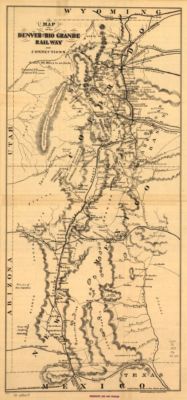 10'' x 24'' 1873 Map Of Denver & Rio Grande Railway & Connections